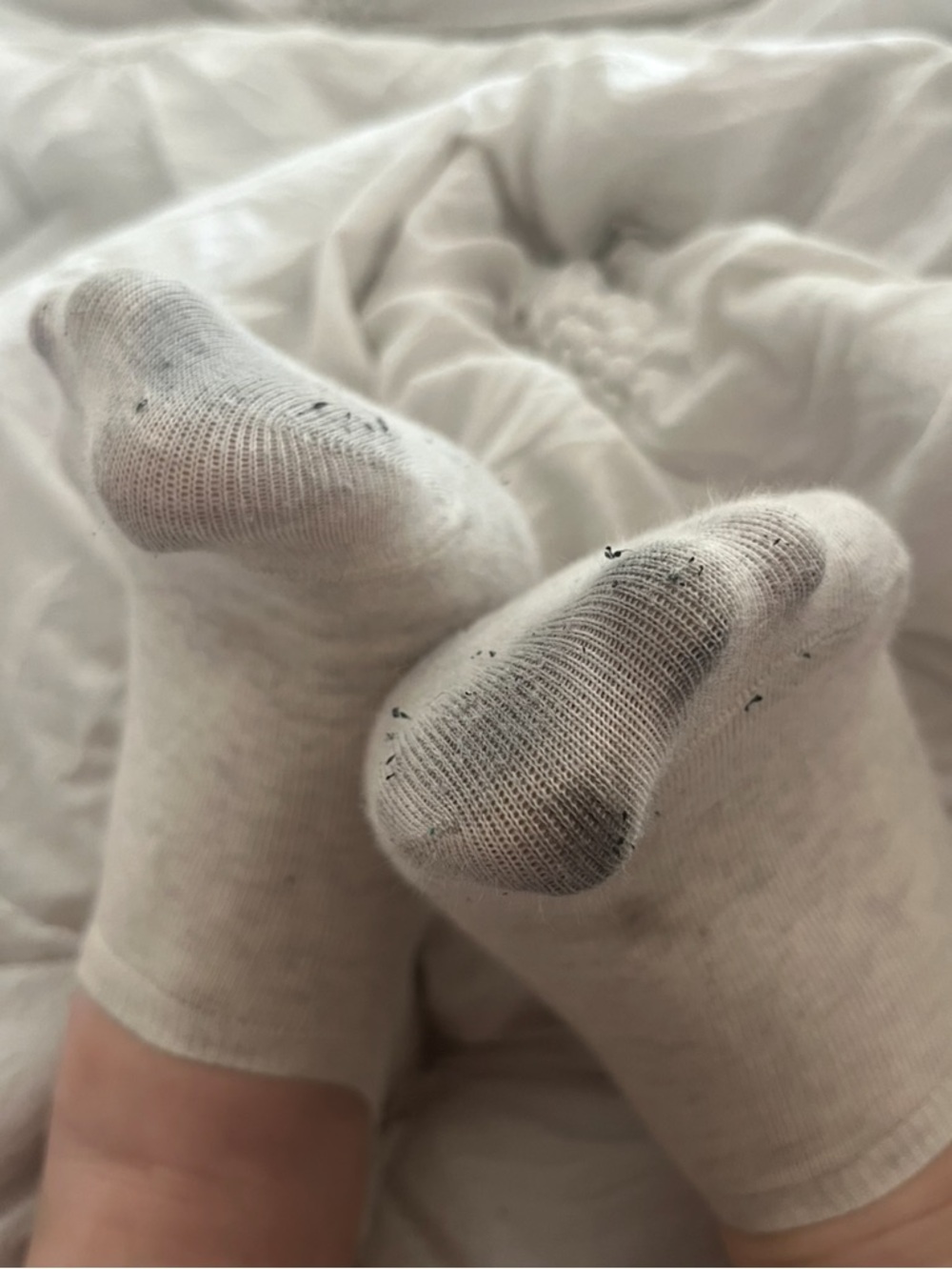 well worn white socks